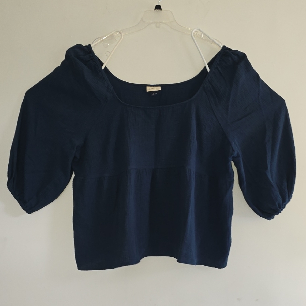 Universal Thread Blue Puff Sleeve Smocked Blouse